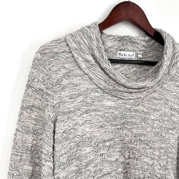 Habitat Womens Sz Medium Gray Wearable Art Abstract Artsy Blouse Shirt Top - Picture 3 of 6